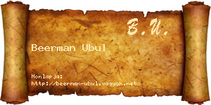 Beerman Ubul névjegykártya